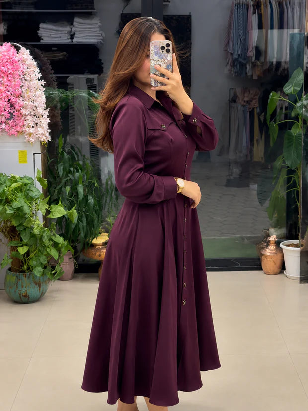 Button-Down A-Line Maxi Dress