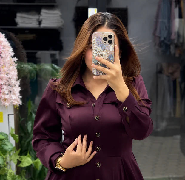 Button-Down A-Line Maxi Dress