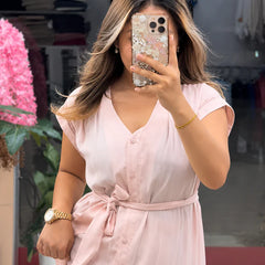 Button-Down Maxi Dress with Waist Tie