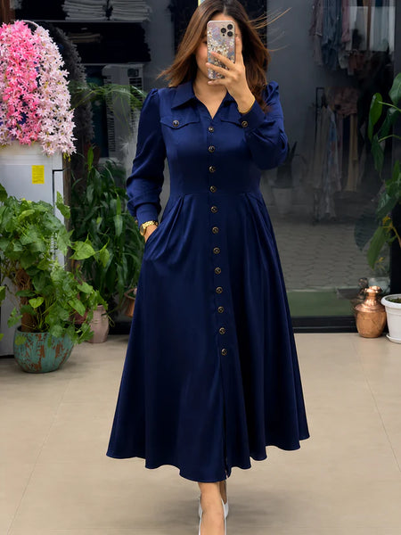 Button-Down A-Line Maxi Dress