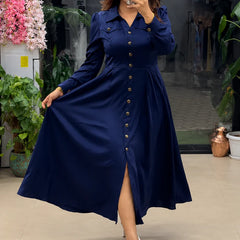 Button-Down A-Line Maxi Dress
