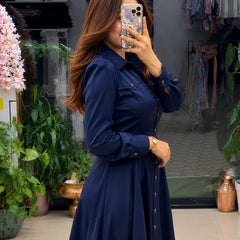 Button-Down A-Line Maxi Dress