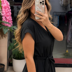 Button-Down Maxi Dress with Waist Tie