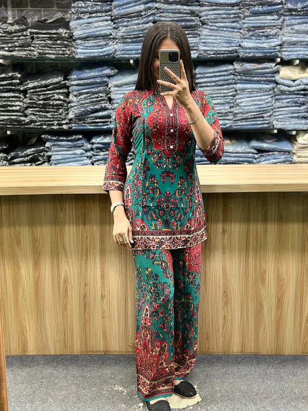 Printed Asymmetric Rayon Co-Ord Set