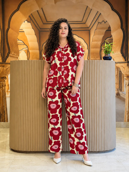 Retro Poppy Print Matching Co-ord Set