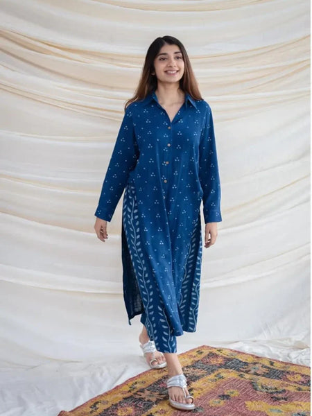 Printed Kurta Pant Set Blue