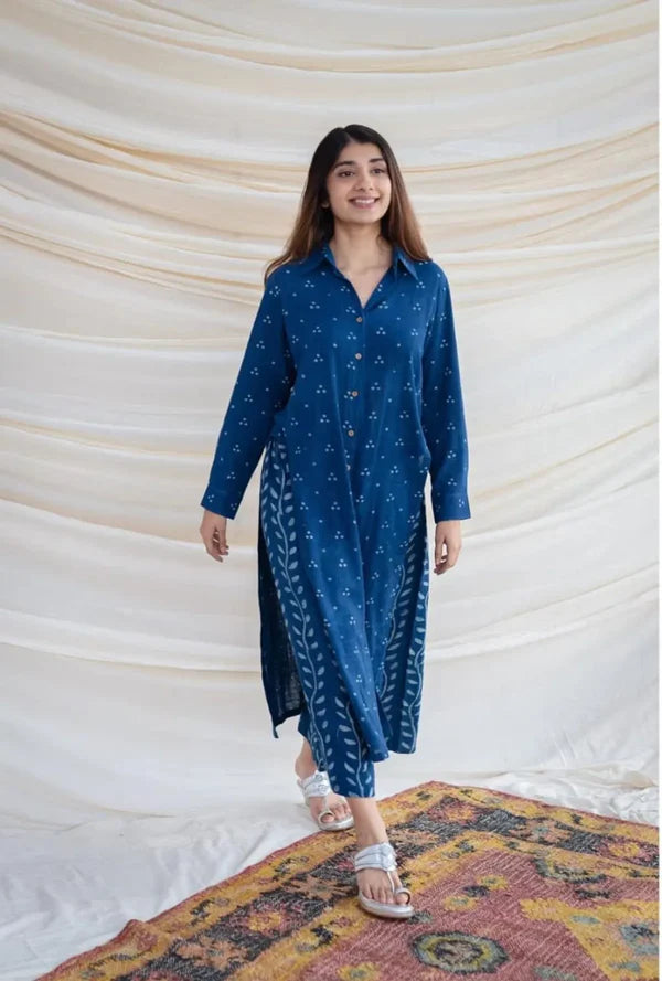 Printed Kurta Pant Set Blue