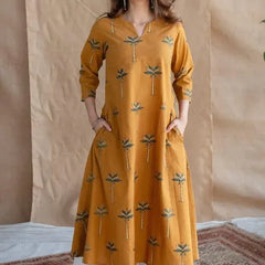 Yellow Ajrakh Cotton Jhabba Kali Co-ord