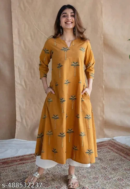 Yellow Ajrakh Cotton Jhabba Kali Co-ord