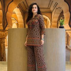 Brown Ethnic Printed Co-Ord Set