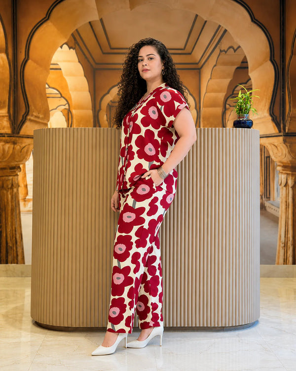 Retro Poppy Print Matching Co-ord Set