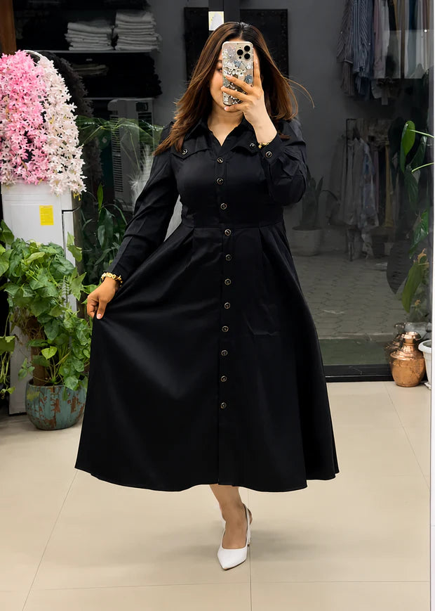 Button-Down A-Line Maxi Dress
