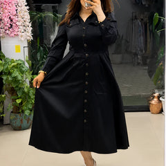 Button-Down A-Line Maxi Dress