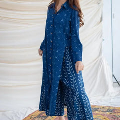 Printed Kurta Pant Set Blue
