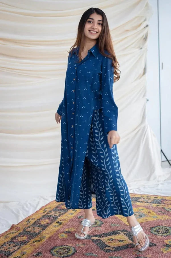 Printed Kurta Pant Set Blue