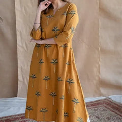 Yellow Ajrakh Cotton Jhabba Kali Co-ord