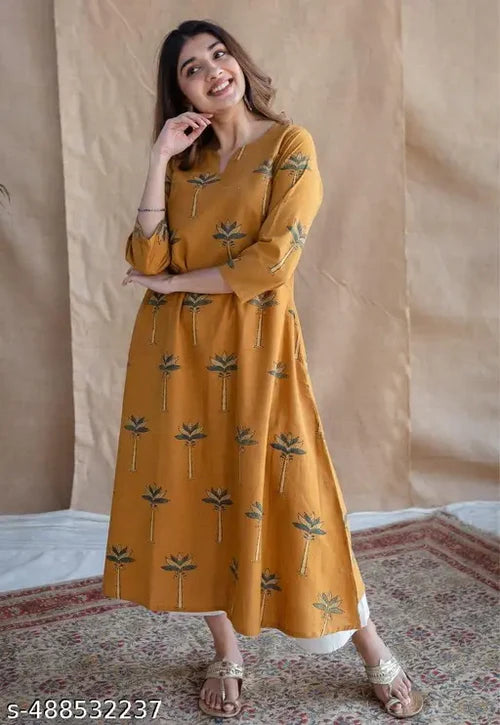 Yellow Ajrakh Cotton Jhabba Kali Co-ord