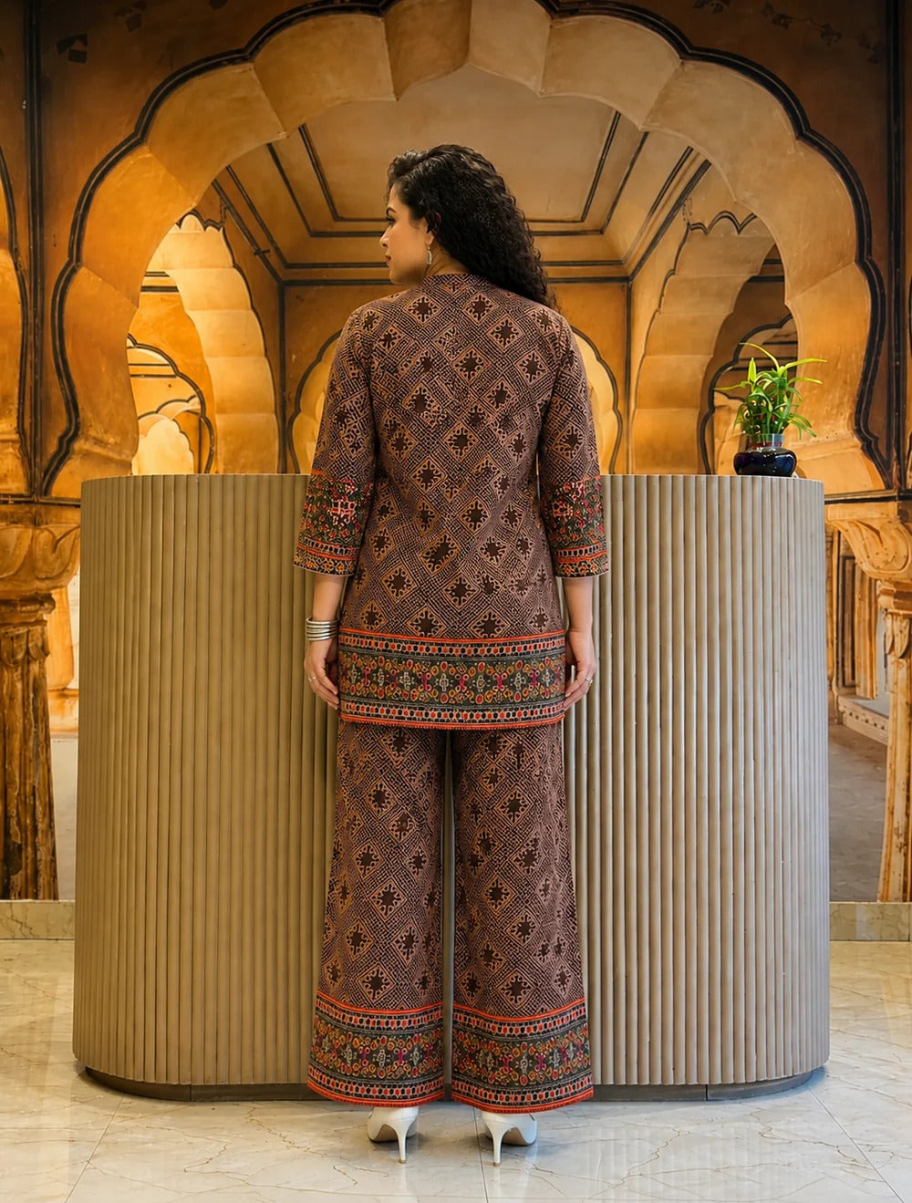 Brown Ethnic Printed Co-Ord Set