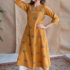 Yellow Ajrakh Cotton Jhabba Kali Co-ord