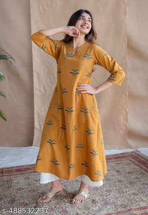 Yellow Ajrakh Cotton Jhabba Kali Co-ord