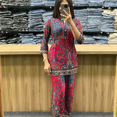 Printed Asymmetric Rayon Co-Ord Set