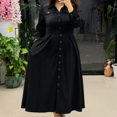 Button-Down A-Line Maxi Dress