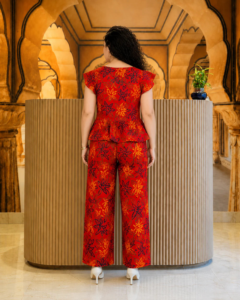 Red Floral Printed Co-Ord Set for Women