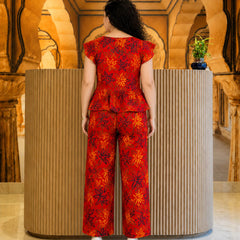 Red Floral Printed Co-Ord Set for Women