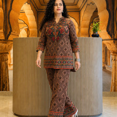 Brown Ethnic Printed Co-Ord Set