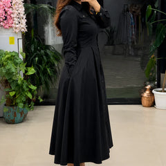 Button-Down A-Line Maxi Dress
