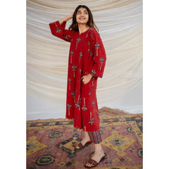 Red Ajrakh Cotton Jhabba Kali Co-ord