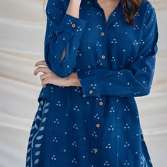 Printed Kurta Pant Set Blue