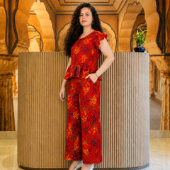 Red Floral Printed Co-Ord Set for Women