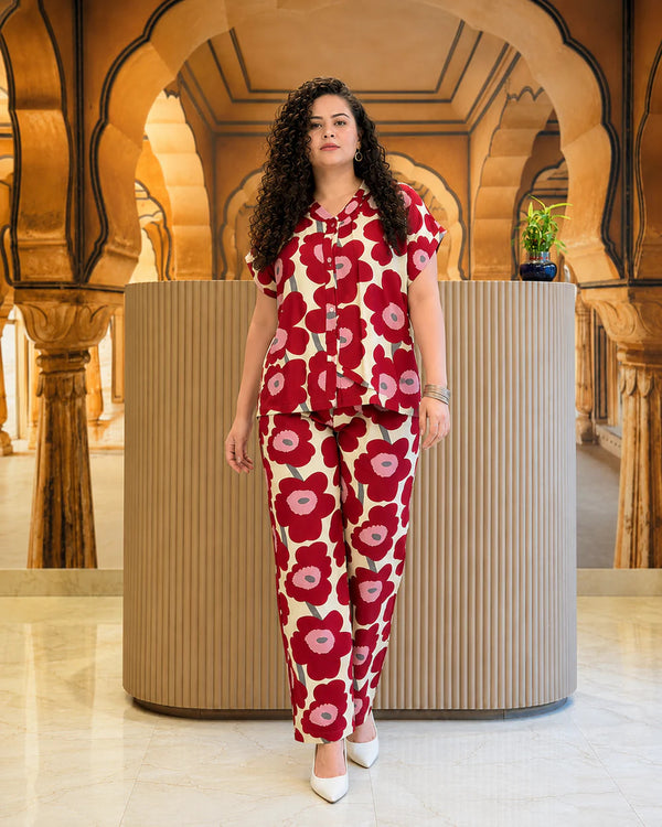 Retro Poppy Print Matching Co-ord Set