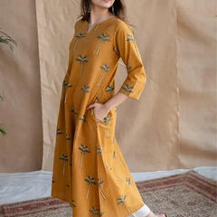 Yellow Ajrakh Cotton Jhabba Kali Co-ord