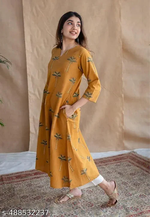 Yellow Ajrakh Cotton Jhabba Kali Co-ord
