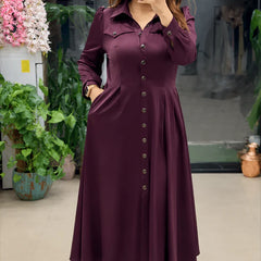 Button-Down A-Line Maxi Dress