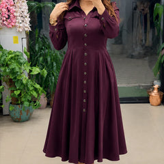 Button-Down A-Line Maxi Dress