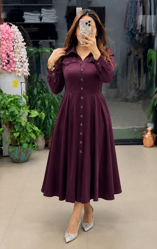 Button-Down A-Line Maxi Dress