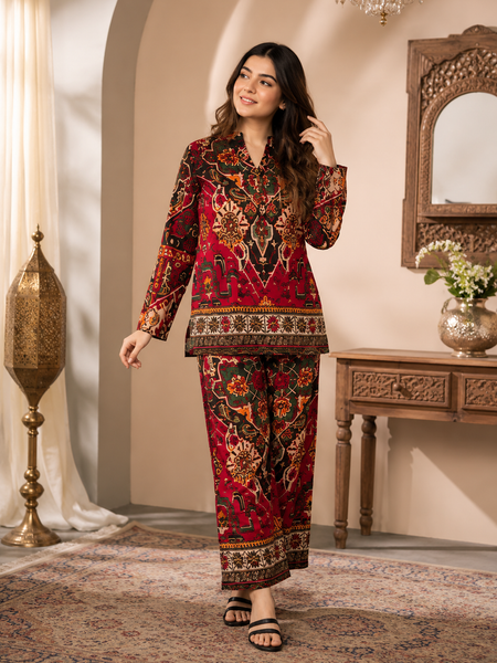 Printed Asymmetric Top With Palazzo Set