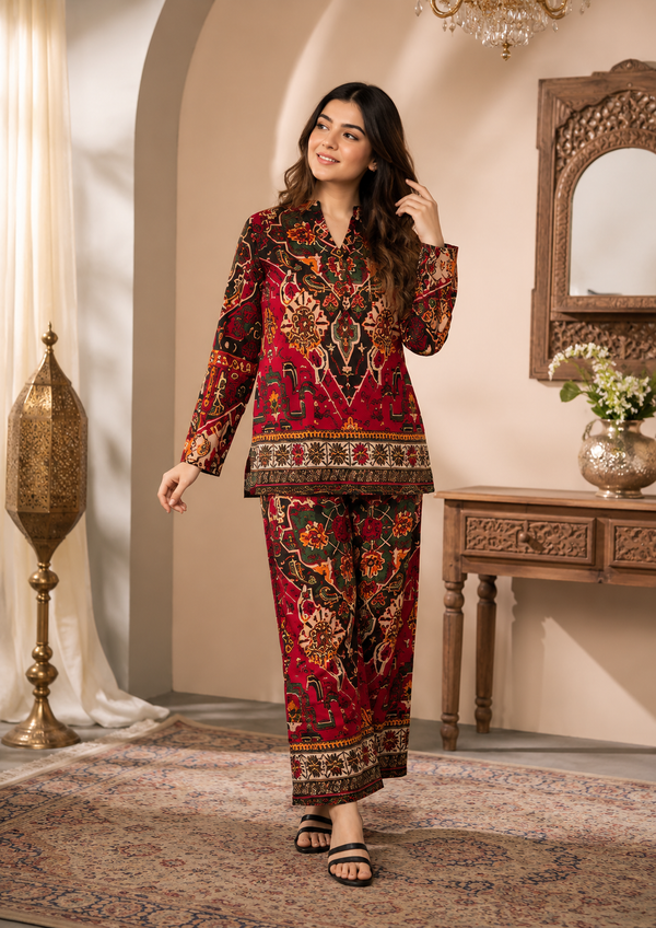 Printed Asymmetric Top With Palazzo Set