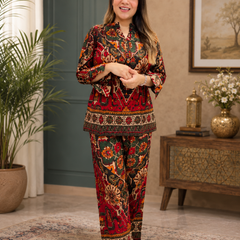 Printed Asymmetric Top With Palazzo Set