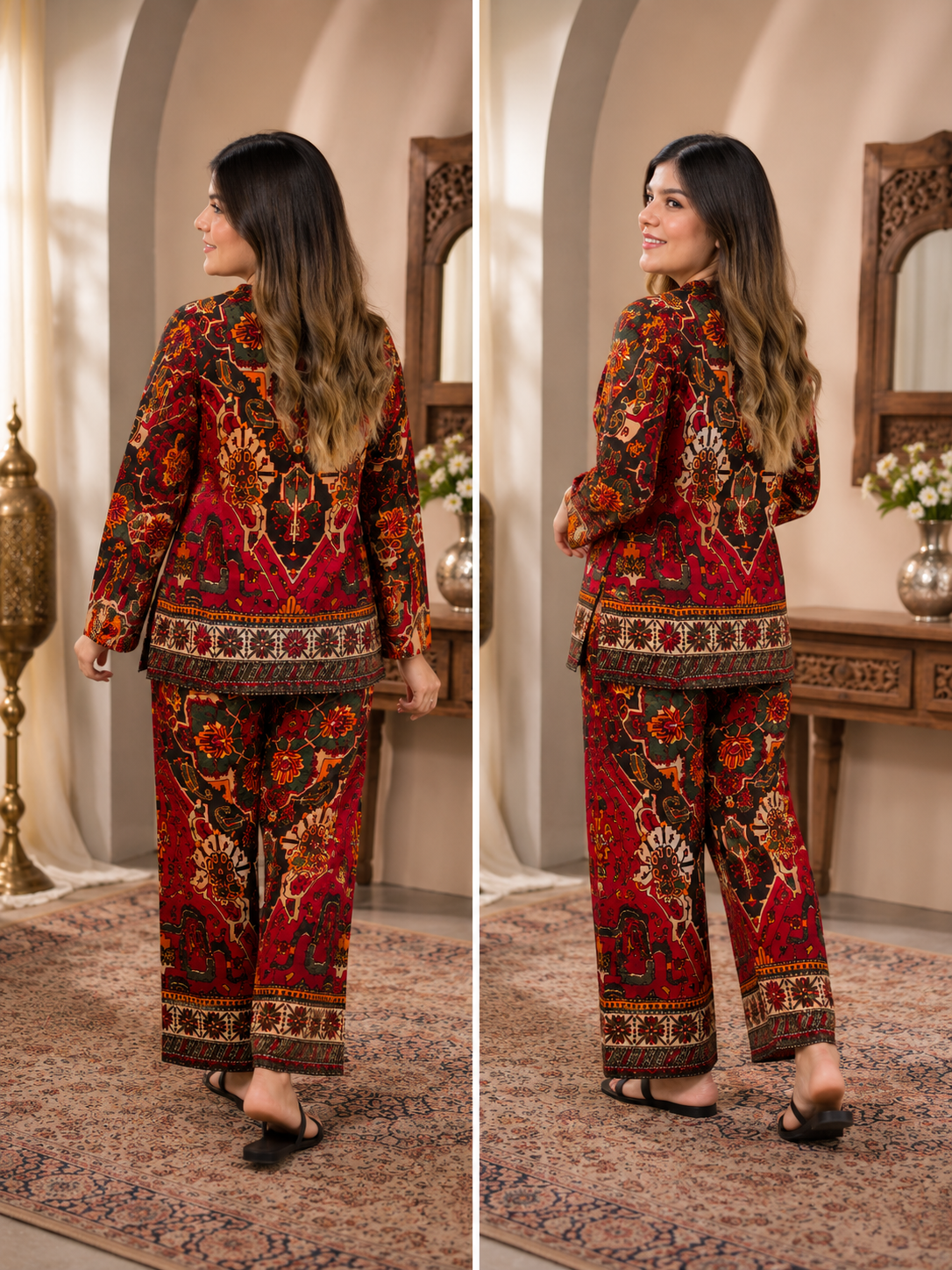 Printed Asymmetric Top With Palazzo Set