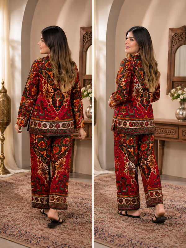 Printed Asymmetric Top With Palazzo Set