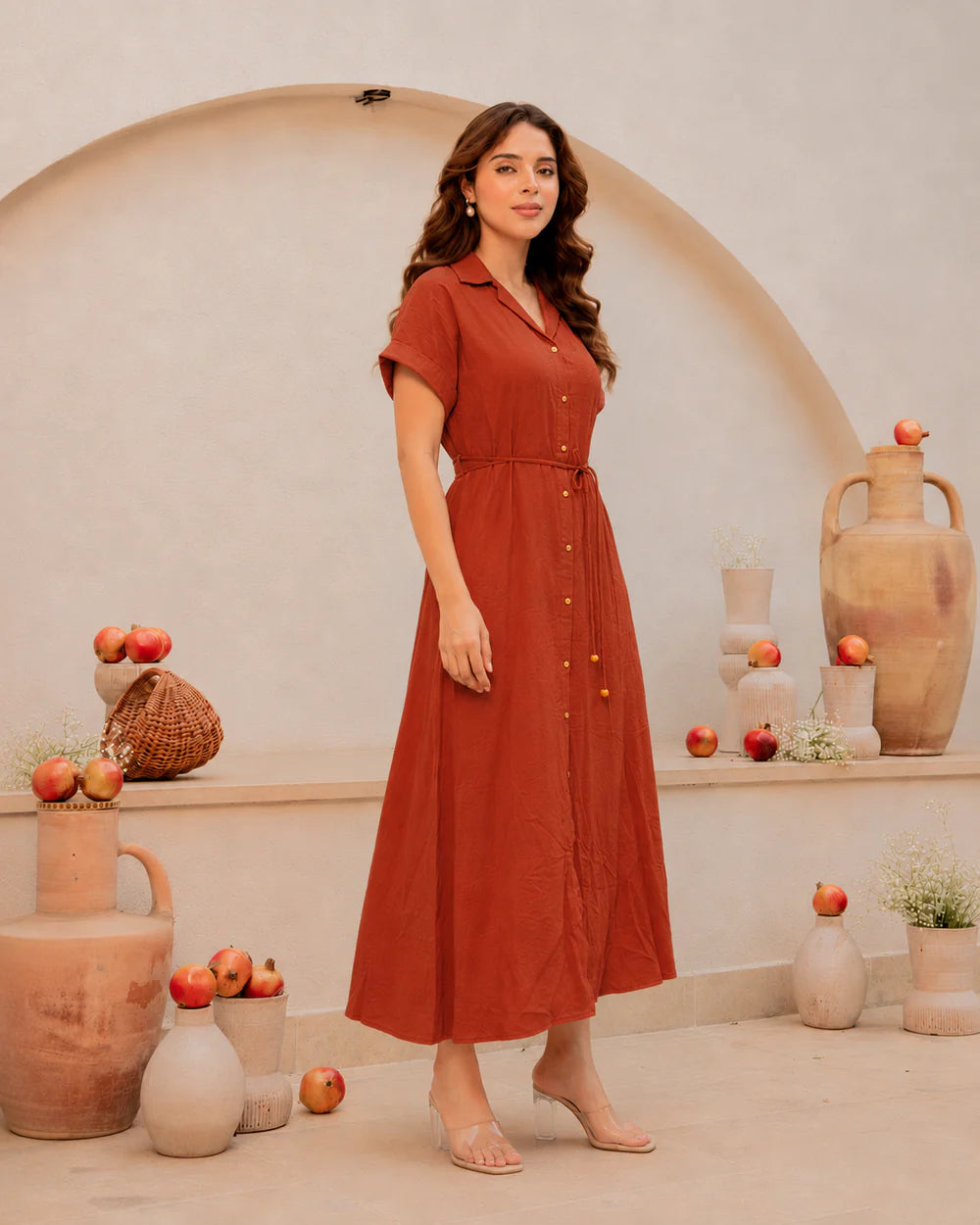Midi Dress -Rust Orange