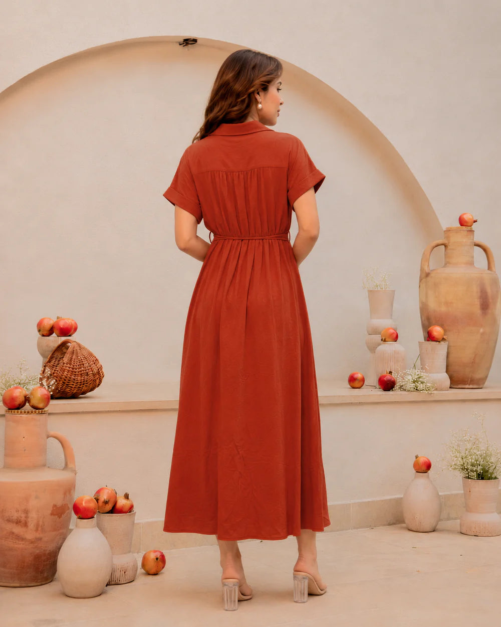 Midi Dress -Rust Orange