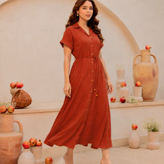 Midi Dress -Rust Orange