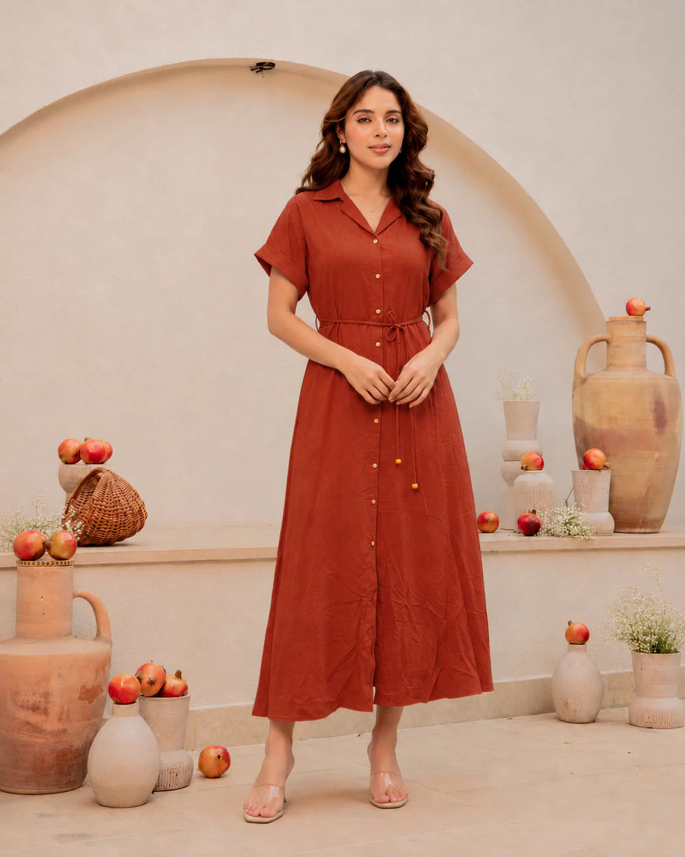 Midi Dress -Rust Orange