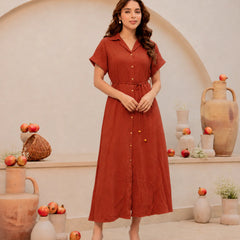Midi Dress -Rust Orange
