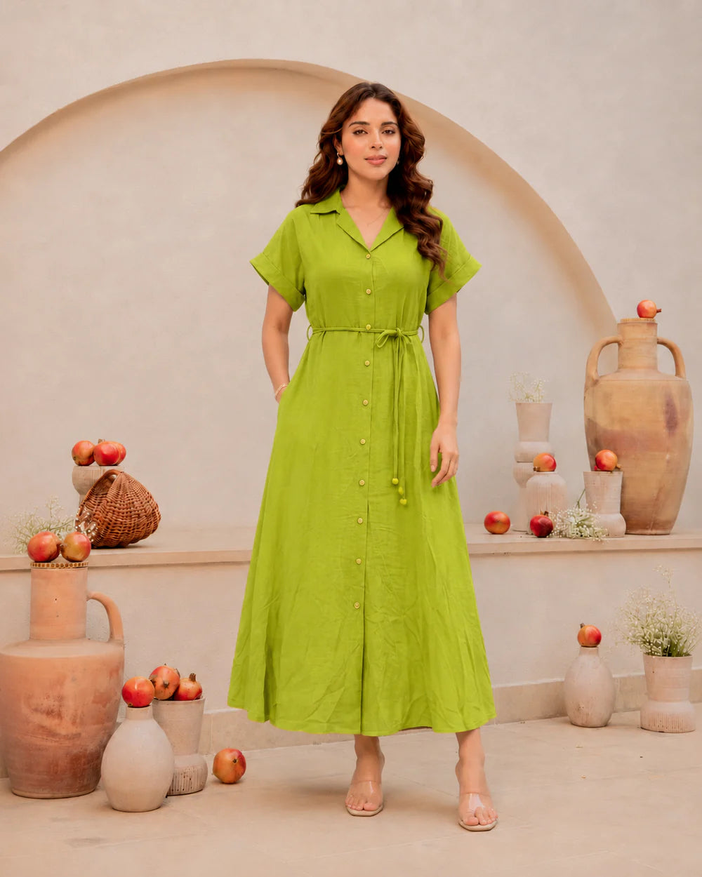 Midi Dress -Parrot Green